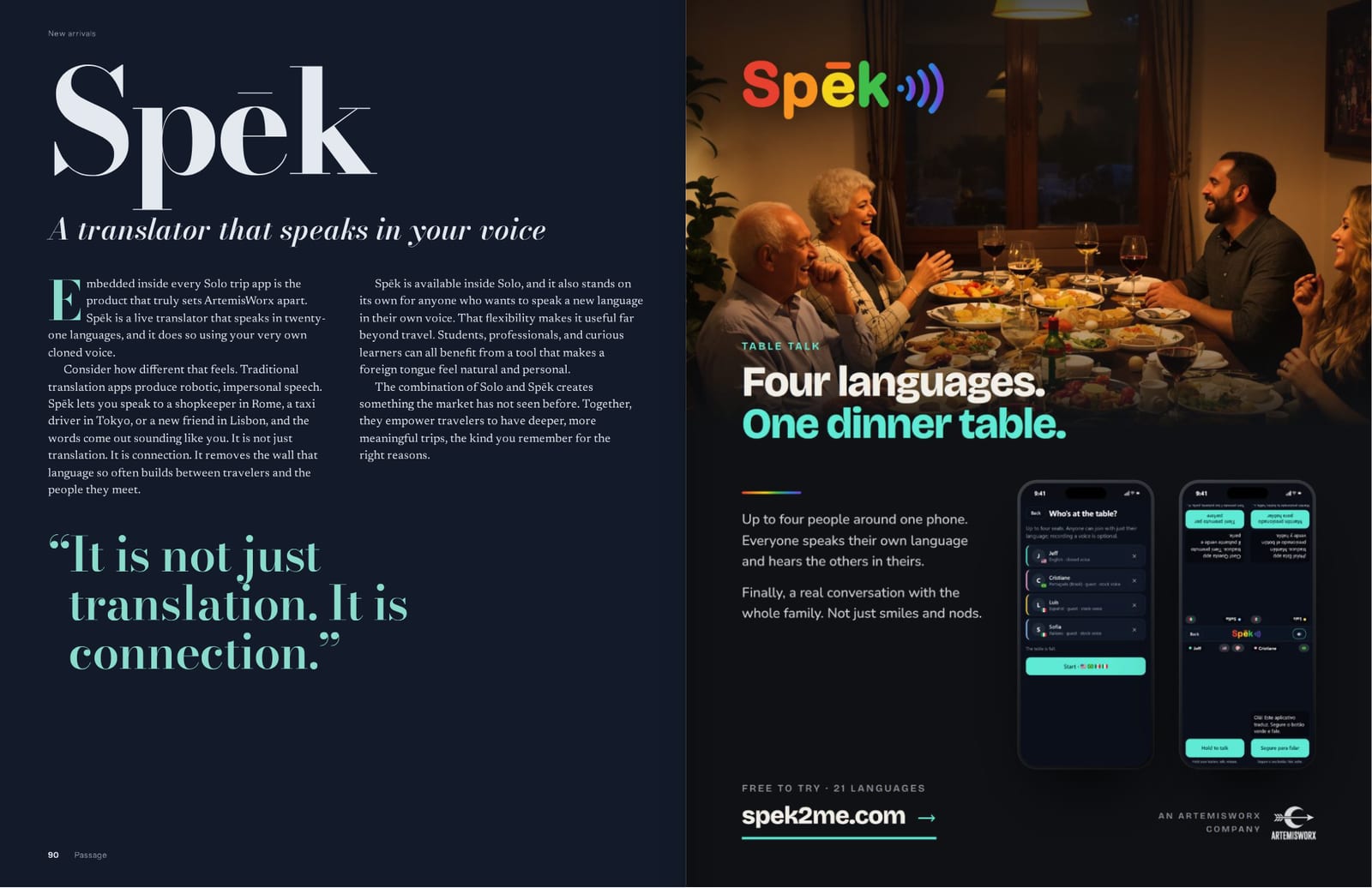Spread: Spēk — A translator that speaks in your voice; Table Talk